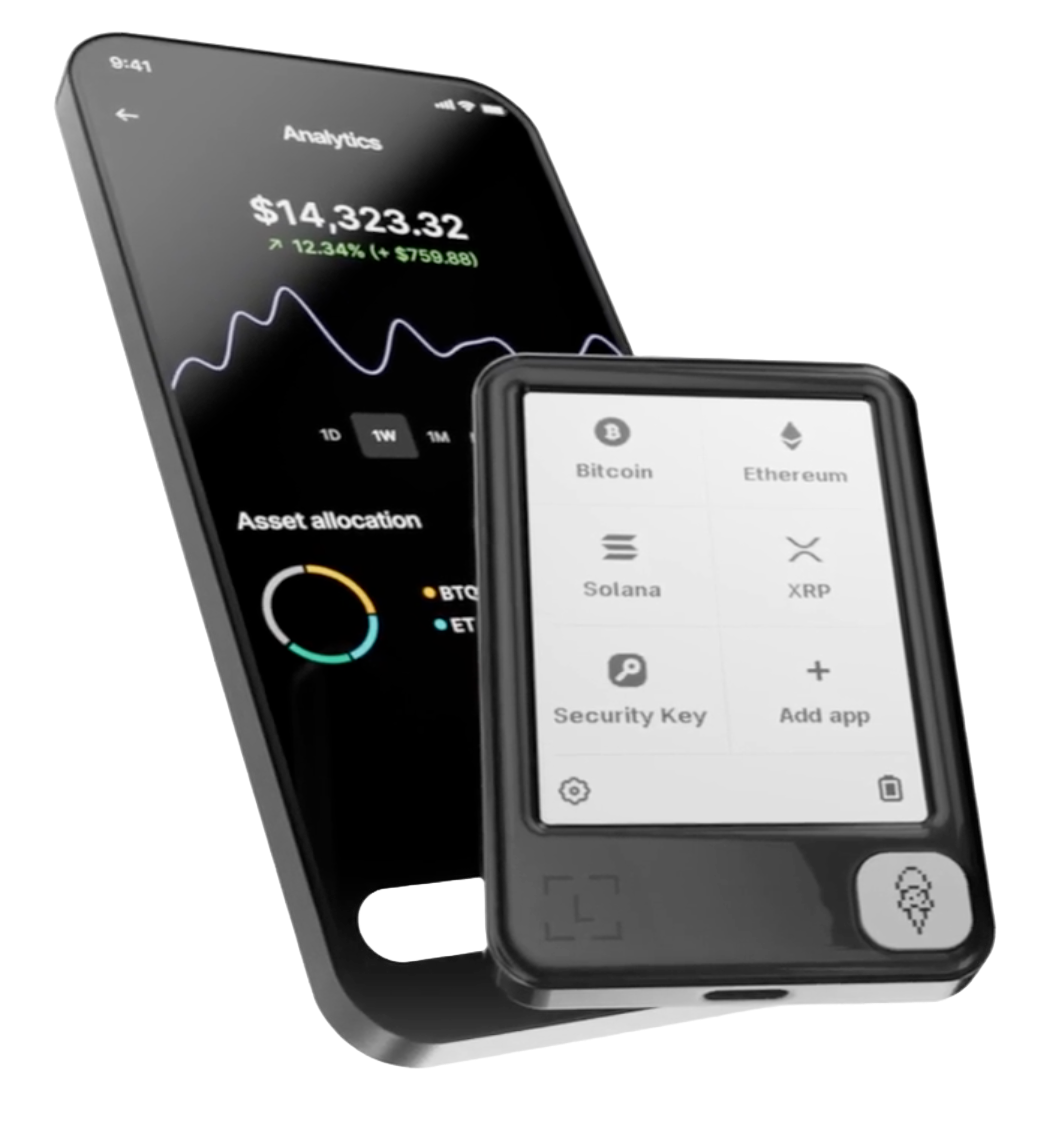 Ledger Wallet app connected to a Ledger hardware wallet