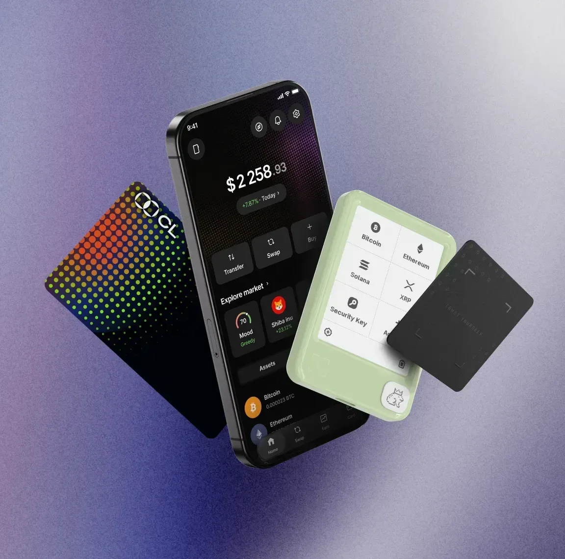 Ledger Wallet app and hardware wallet device showcase